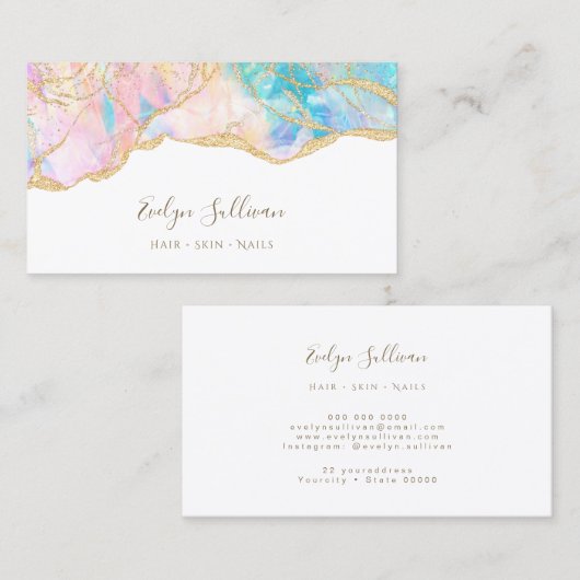 Rosa blaue Opal Design Visitenkarte (Vorne/Hinten)