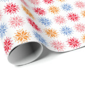 Rosa blaue Orange Pixel Snowflake Muster Geschenkpapier (Rolleneckpunkt)