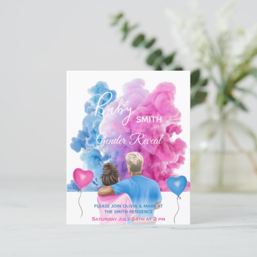 Rosa Blaue Paare - Geschlecht: Einladung (Stehend Vorderseite)