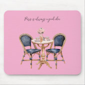 Rosa Blaue Paris Tisch Baguettes Mousepad (Vorne)