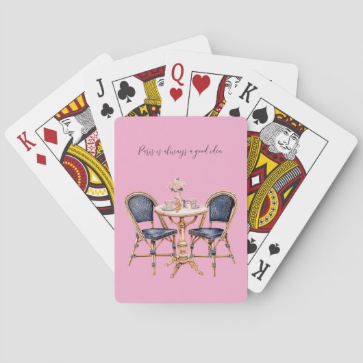 Rosa Blaue Paris-Tisch-Baguettes Spielkarten (Rückseite)