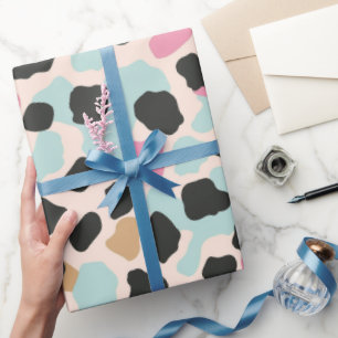 Rosa-blaue Pastell-Leopardenflecken Geschenkpapier