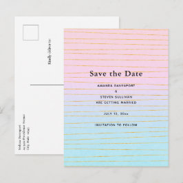 Rosa blaue Pastellfarben Gradient mit goldenen Lin Ankündigungspostkarte