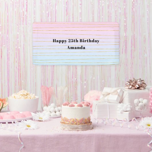 Rosa blaue Pastellfarben Gradient mit goldenen Lin Banner (Party)