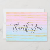 Rosa blaue Pastellfarben Gradient mit goldenen Lin Dankeskarte (Vorderseite)