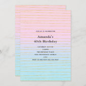 Rosa blaue Pastellfarben Gradient mit goldenen Lin Einladung (Vorne/Hinten)