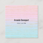 Rosa blaue Pastellfarben Gradient mit goldenen Lin Quadratische Visitenkarte (Vorderseite)
