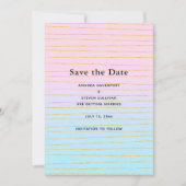Rosa blaue Pastellfarben Gradient mit goldenen Lin Save The Date (Vorderseite)