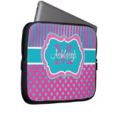 Rosa blaue Polka-Punkte gestreift Laptop-Sieb Laptopschutzhülle (Vorne Rechts)