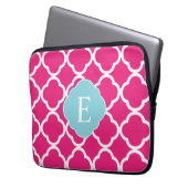 Rosa blaue Quatrefolie Laptopschutzhülle (Vorderseite Links)