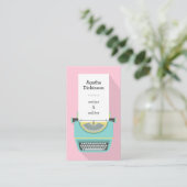 Rosa blaue Retro-Schreibmaschine beruflicher Schri Visitenkarte (Stehend Vorderseite)