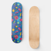 Rosa blaue Retro Y2K Schachbrett Design Skateboard (Vorderseite)