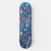 Rosa blaue Retro Y2K Schachbrett Design Skateboard (Vorderseite)