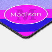 Rosa blaue retrogeometrische Linien Monogramm Schreibtischunterlage (Ecke)