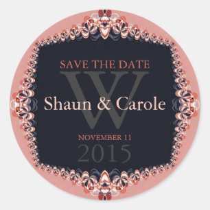 Rosa+blaue Ribbons Save the Date Aufkleber