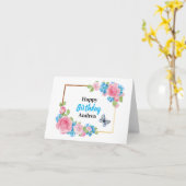 Rosa blaue Rose Blume Geburtstagskarte Karte (Gelbe Blume)