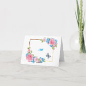 Rosa blaue Rose Blume Geburtstagskarte Karte (Rückseite)