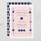 Rosa Blaue Rose Weinberge Hütte Hochzeit Einladung (Vorne/Hinten)