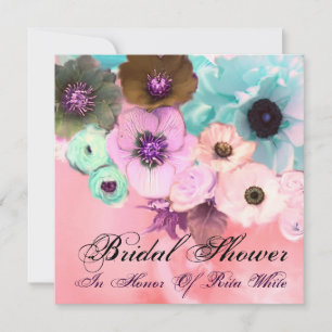 ROSA BLAUE ROSEN UND ANEMONENBLUMEN BRIDAL SHOWER EINLADUNG