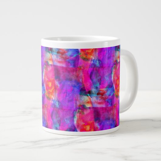 Rosa, blaue, rote Textur Jumbo-Tasse (Vorderseite Rechts)