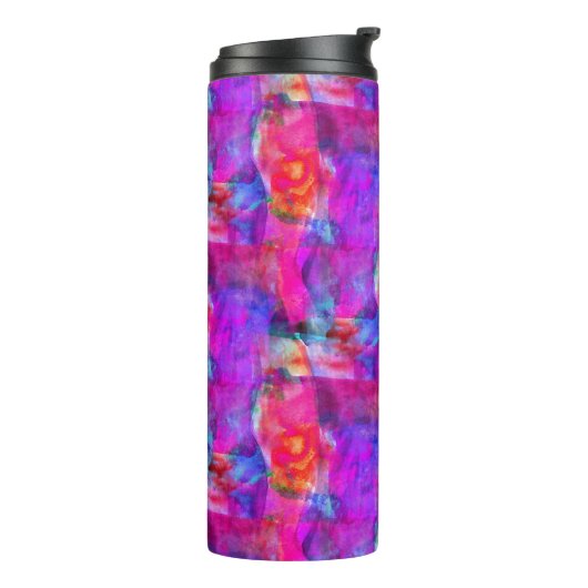 Rosa, blaue, rote Textur Thermosbecher (Nach links gedreht)