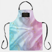 Rosa blaue Satin-Kosmetiksalon-Monogramm-Schürze Schürze (Vorderseite)