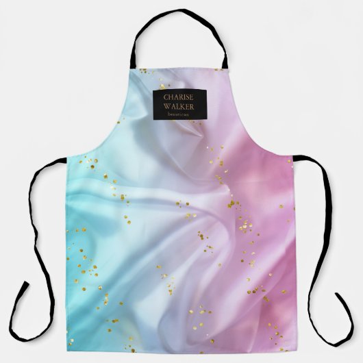 Rosa blaue Satin-Kosmetiksalon-Monogramm-Schürze Schürze (Vorderseite)