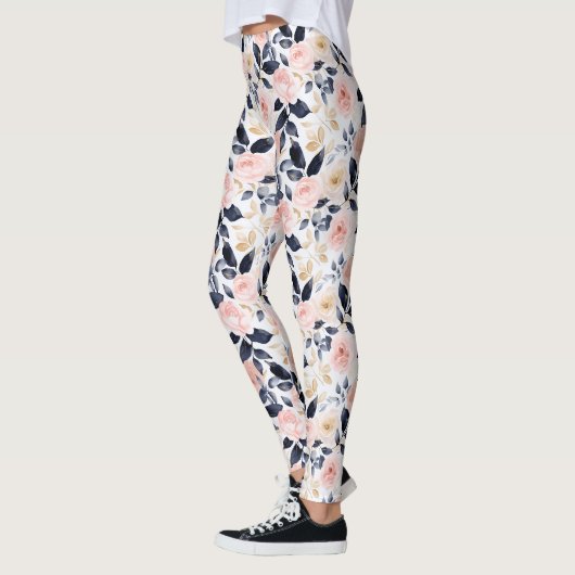 Rosa Blaue Schicke Blumen Leggings (Links)