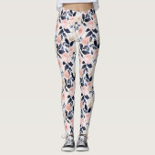 Rosa Blaue Schicke Blumen Leggings (Vorderseite)