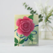 Rosa blaue Schleife Save the Date Postkarten (Stehend Vorderseite)