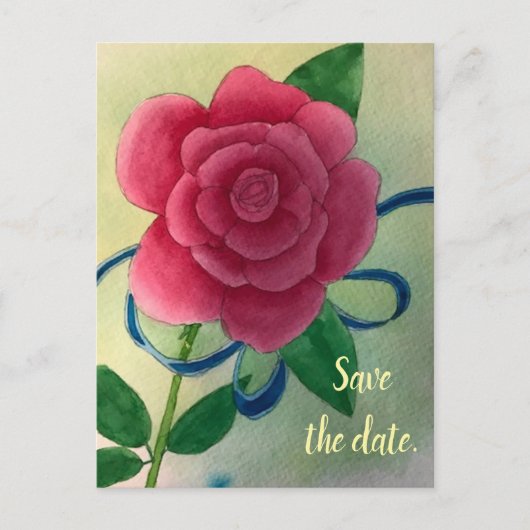 Rosa blaue Schleife Save the Date Postkarten (Vorderseite)