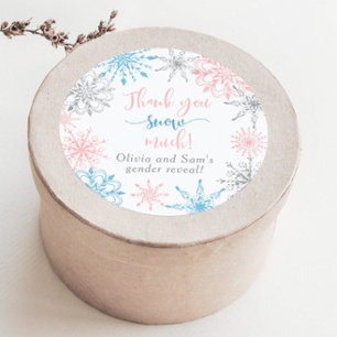 Rosa blaue Schneeflocken Danke vielmals Runder Aufkleber