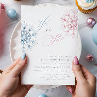 Rosa blaue Schneeflocken Gender Reveal Party