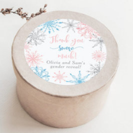 Rosa blaue Schneeflocken Vielen Dank für Ihren Sch Runder Aufkleber