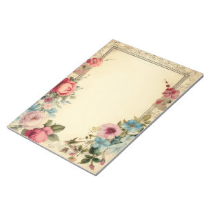 Rosa Blaue Shabby Vintage Antike Florale Korrespon Notizblock