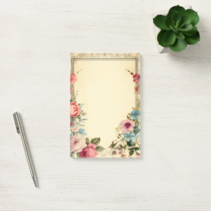 Rosa Blaue Shabby Vintage Antike Florale Korrespon Post-it Klebezettel