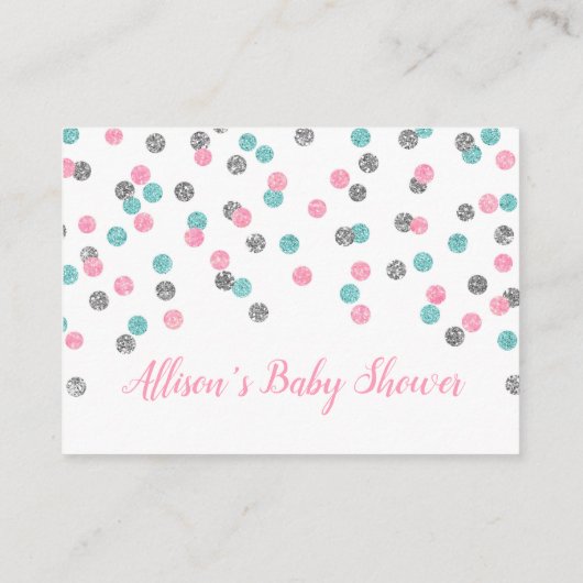 Rosa blaue Silber Dots Windelkarte Begleitkarte (Rückseite)