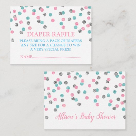 Rosa blaue Silber Dots Windelkarte Begleitkarte (Vorne/Hinten)