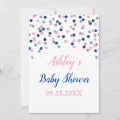 Rosa blaue Silber Konfetti Gender Reveal Dusche Einladung (Vorderseite)