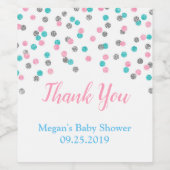 Rosa blaue Silberdosen Babydusche Flasche Etikett (Einzelnes Label)