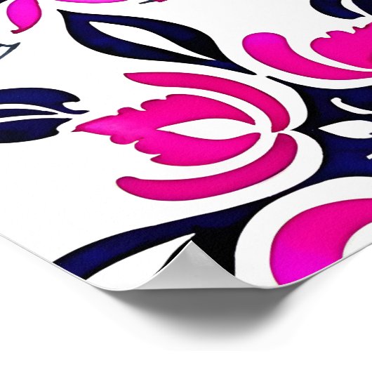 Rosa blaue Spanischen Talavera Fliesen Hochzeitsem Poster (Ecke)