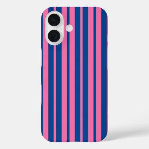 Rosa-blaue stilvolle Streifenmuster-Design iPhone 16 Hülle