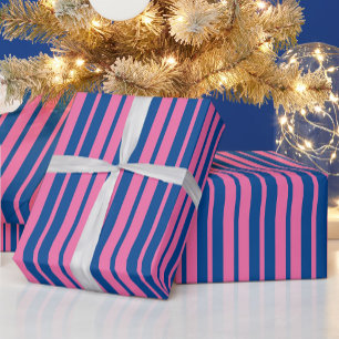 Rosa blaue stilvolle Streifenmuster-Design Geschenkpapier