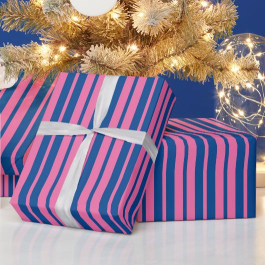 Rosa blaue stilvolle Streifenmuster-Design  Geschenkpapier