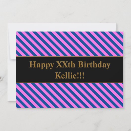 Rosa/blaue Streifen mit Geburtsnachricht Einladung (Vorderseite)