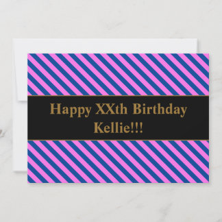 Rosa/blaue Streifen mit Geburtsnachricht Einladung