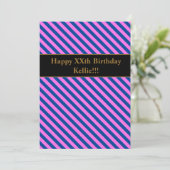 Rosa/blaue Streifen mit Geburtsnachricht Einladung (Stehend Vorderseite)