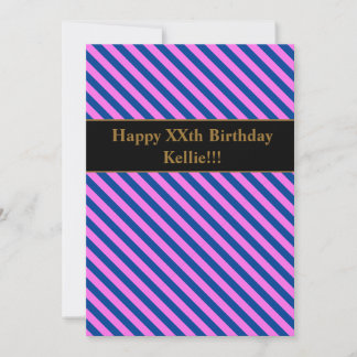 Rosa/blaue Streifen mit Geburtsnachricht Einladung