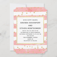 Rosa blaue Streifen mit goldener Confetti-Hochzeit