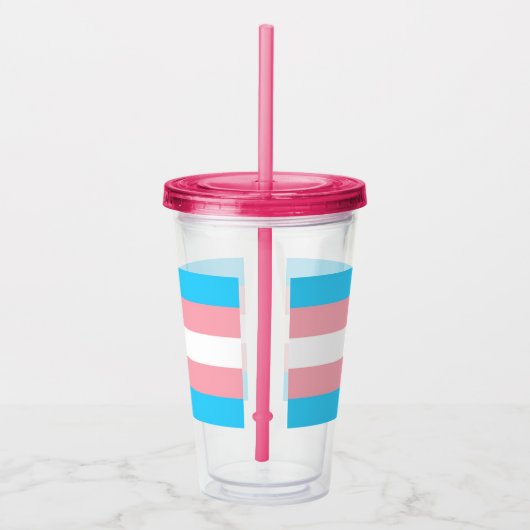 Rosa blaue Streifen Trans-Markierung Acryltrinkbecher (Rechts)